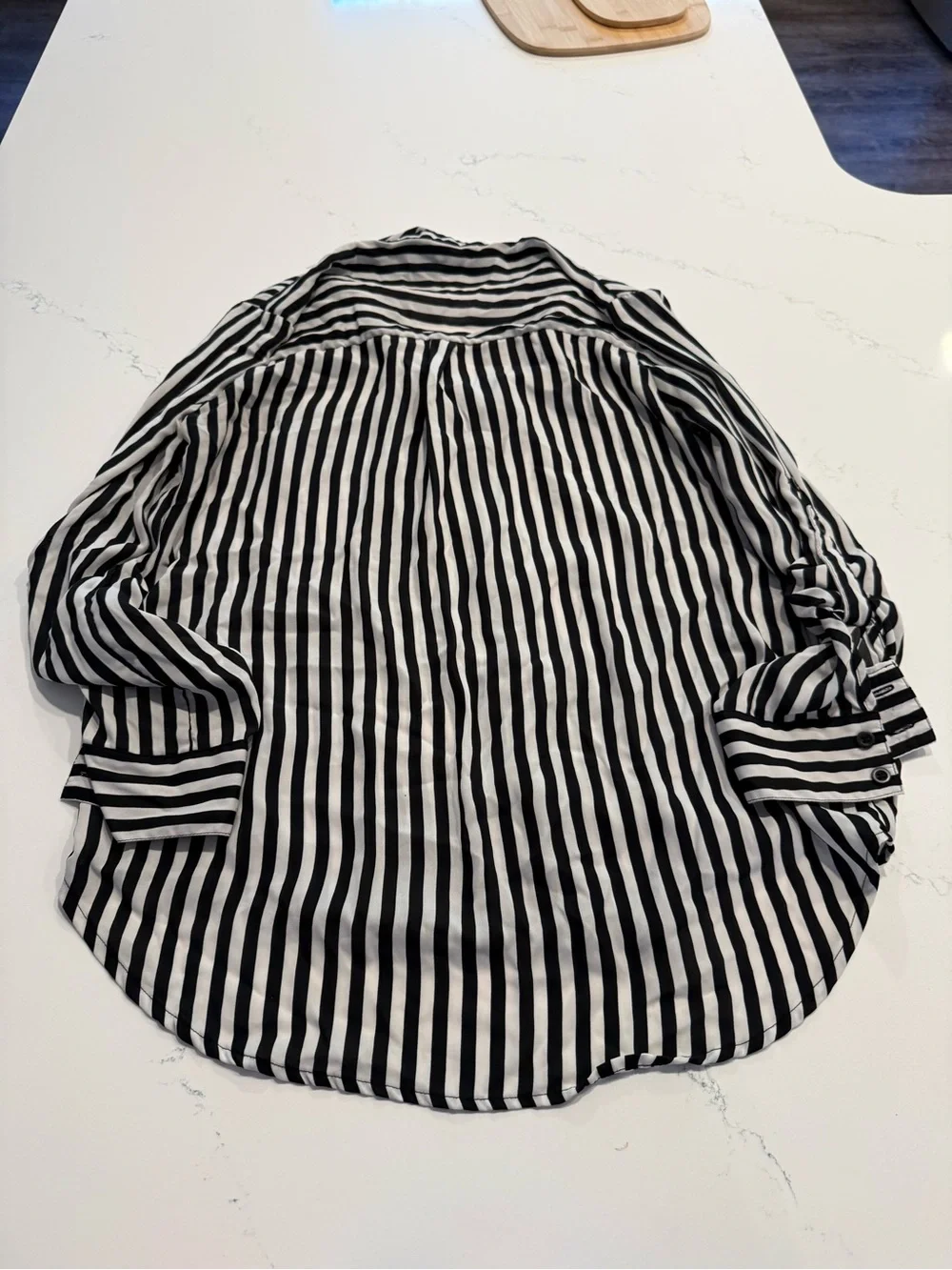 My Michelle Black and White Vertical Stripe Button-Down Shirt